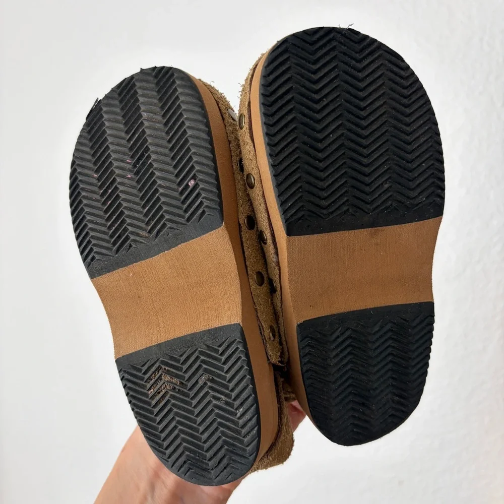 Zara kids toddler 24 suede clogs sandals mules with ankle strap